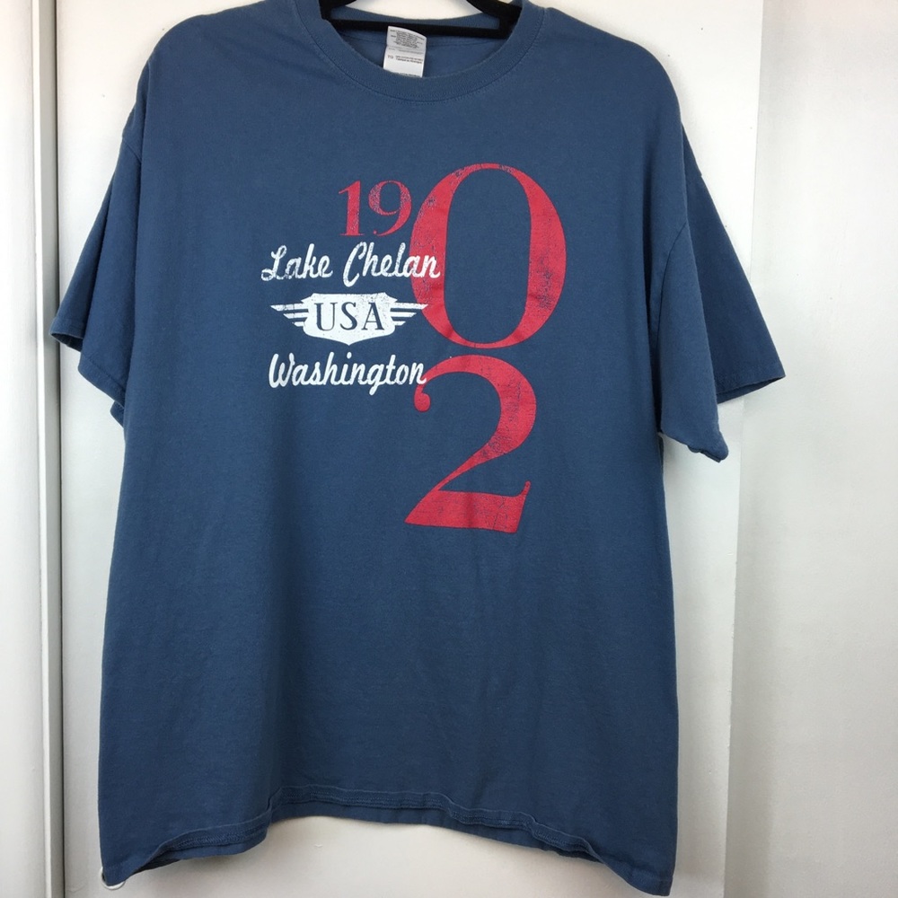 Lake Chelan Washington Tourist T-Shirt Blue Sz XL